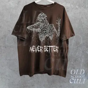 Skeleton Never Better T-Shirt, Skeleton Graphic Shirt, Halloween Party Tee, Funny Gifts, Scary Skeleton Tee, Dark Academia Shirt, Oversized