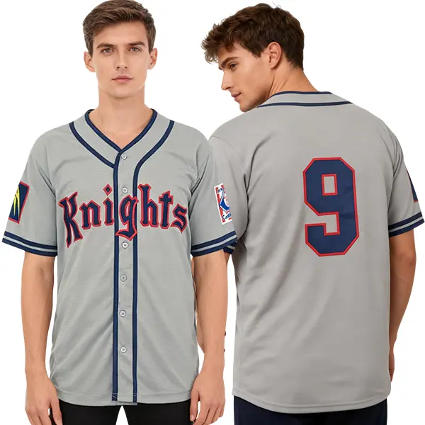 Men's Embroidered Throwback Baseball Jersey - Roy Hobbs #9 New York Knights Retro Movie Style, Breathable Polyester Professional Sportswear for Male Fans, S-3XL, Embroidered Baseball Jersey, Throwback Jersey
