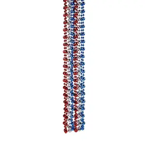 30" Patriotic Red, White & Blue Large Disco Ball Beaded Necklaces - 24 Pc.