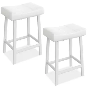【Christmas Deal】GARVEE and 【Christmas Deal】GARVEE 24 Inch Backless Saddle PU Leather Barstools with Padded Upholstered Seats, Curved Surface, Metal Legs, and Footrests, Available in Sets of 2 or 4, Multiple Colors for Kitchen Counters and Home Bars