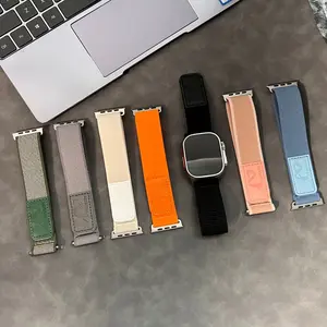 Nylon Trail Loop Watch Band with Leather Tab, Sports & Outdoor Wearable Tech Accessories, Compatible with Apple Watch Series 1-11, Ultra 1-3, SE 3