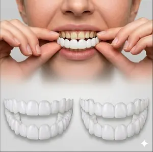 【3PC】Cosmetic Dental Smile Covers Temporary Natural White Veneers, 1 Minute Vision Enhancement Non-Medical Snap-On Veneers, Soft and Flexible to Fit Upper and Lower Teeth, Reusable Adjustable Braces, Instantly Boost Confidence for Party & Daily.