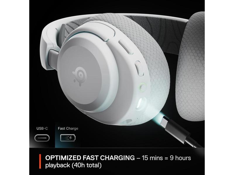 SteelSeries Arctis Nova 3P Wireless Multi-Platform Gaming Headset - Mobile App Control, 40 HR Battery, Neodymium Magnetic Drivers, 2.4GHz/Bluetooth, PS5, PS4, PC, Switch, Mobile - White
