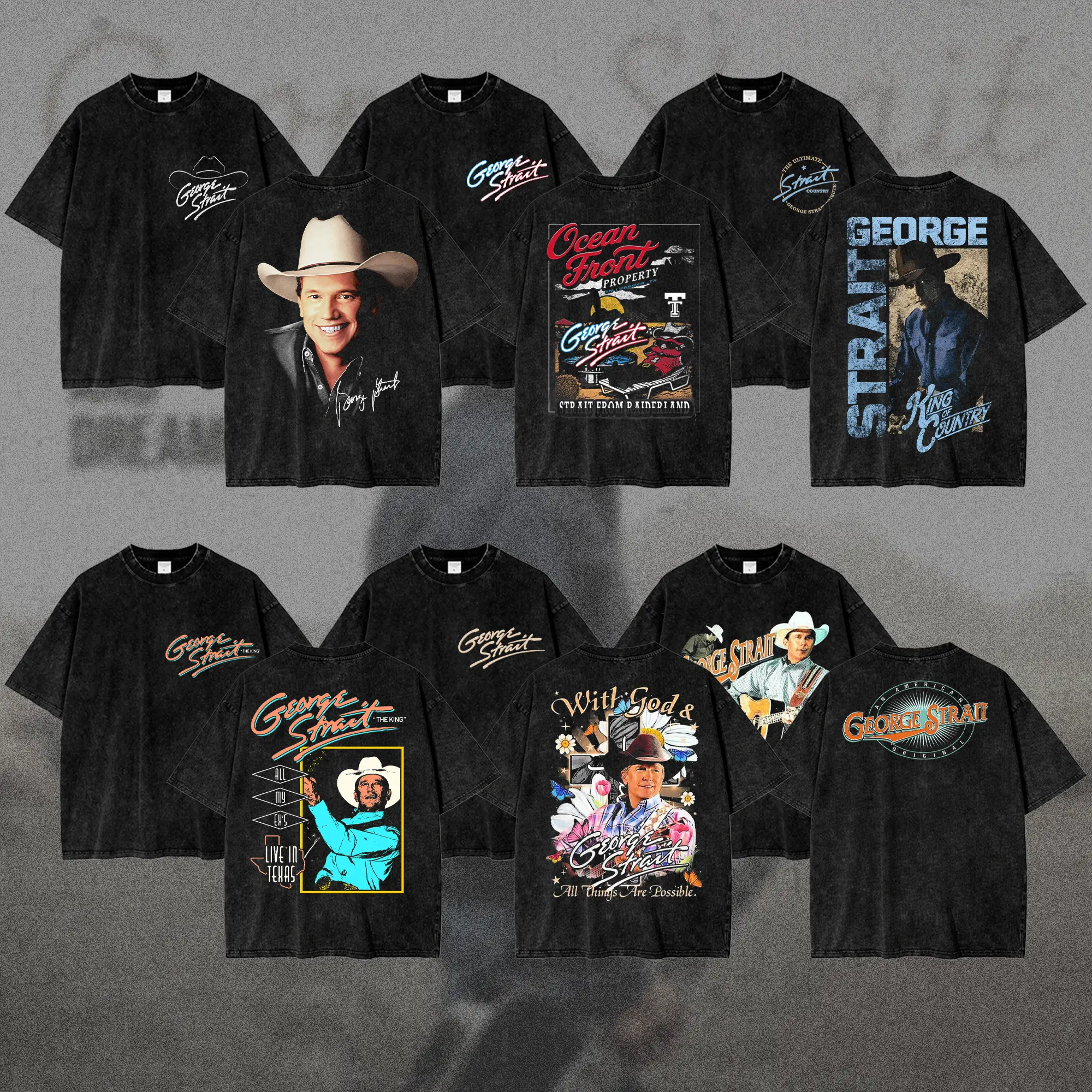 [COLLECTION] Vintage George Strait "King Of Country" Washed  T-Shirt, Unisex Tee, Country Music Graphic Tee, Classic Honky Tonk Western Shirt, Retro Cowboy Vintage Tee, Gift For Men & Women