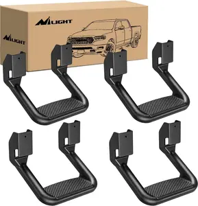 Nilight Universal Side Step Slip-Proof Aluminum Side Hoop Steps Nerf Bars Assembly Black 4 Pcs for Chevy (Chevrolet) Ford Toyota GMC Dodge RAM (Drilling Required)