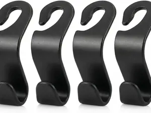 4 Pack Car Seat Headrest Hooks - Universal Back Seat Hanger for Purses, Grocery Bags, and Handbags - Stylish Black Car Organizer Hooks for Interior Storage, Easy Installation, Fits Most Vehicles