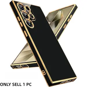 Luxury Plating Frame Smartphone Phone Case, Solid Color Phone Protective Cover, Decorative Phone Protector, Phone Cover Casing, Phone Accessories Compatible with Samsung Galaxy S25 S24 S23 Ultra Plus Galaxy Note 20 Ultra Galaxy A55 A14 A15 A16 5G