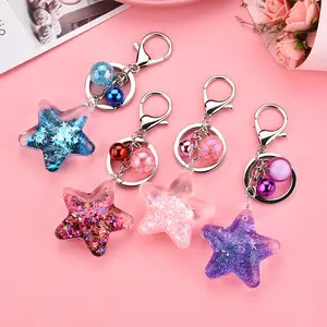 Acrylic Star Liquid Quicksand Keychain | Cute Glitter Shaker Bag Charm & Aesthetic Pendant