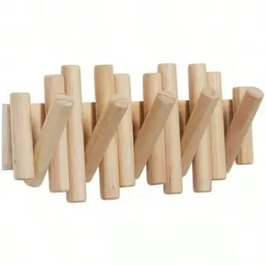 Nordic Solid Wood Coat Rack Wall Hanging Coat Rack Entrance Coat Hook Clothes Rack Floor Standing Wall Free Nail Hanging