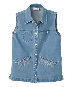 Women's Self Dressing Magnetic Closure Denim Vest
