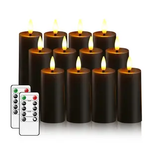 Halloween Decoration, 12 pcs Flickering Flameless Candles(1.4 Inches), Battery OperatedAcrylic LED Pillar Candles with Remote Control and Timer