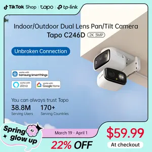 TP-Link & Tapo C246D HybridCam Duo 2K Dual Lens Pan/Tilt Indoor/Outdoor Security Camera with Wide Angle & Telephoto Lenses, Local & Cloud Storage, 360° Patrol, Custom Privacy Zones, Two-Way Audio, IP65 Weather Resistant