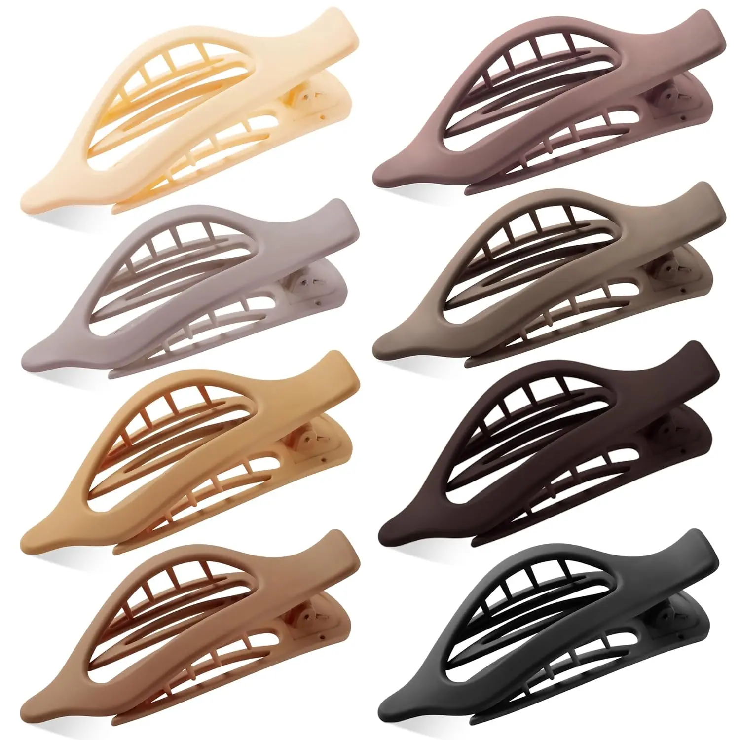 Flat Hair Clips for Women, 8 Pack French Concord Claw Clips for Thick Thin Curly Hair, Strong Hold No Slip Grip Hair Claw Clips,mother's day gifts, Neutral Colors D
