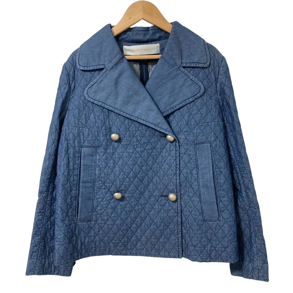 Pre-owned Chloé Polyester Small Leather Goods See By Chloe Quilted Wool Coat