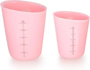 2 count 250 ml/500 ml  Measuring Cups,   Mixing Pouring Measure Cups, Melt Stir Squeeze & Pour Measuring Cups for Epoxy  Casting Moulds Cups (Pink)