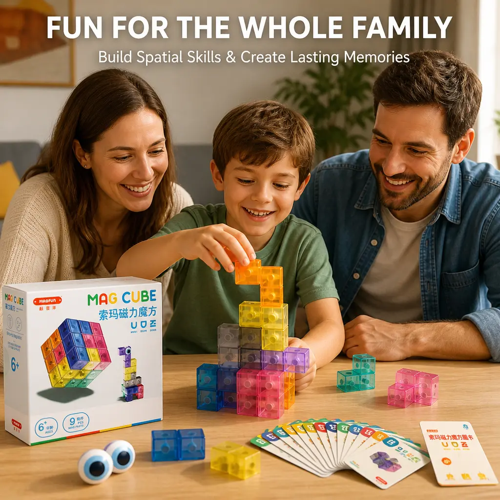 Magnetic Soma Cube 3D Puzzle - stress‑relief toy,CPC Certified ABS Building Block, Pocket-Size STEM Geometry Brain Teaser with 5 Game Modes, 55 Challenge Cards, Stress-Relief Toy for Kids & Adults, Birthday/Holiday Gift