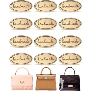 12 count  Tags, Alloy  Labels with Shims Colorful Alloy Hand Made Signs Oval Knitting Sewing Labels for Bags, Hats, Clothing,  Items, Crochet Supplies ()