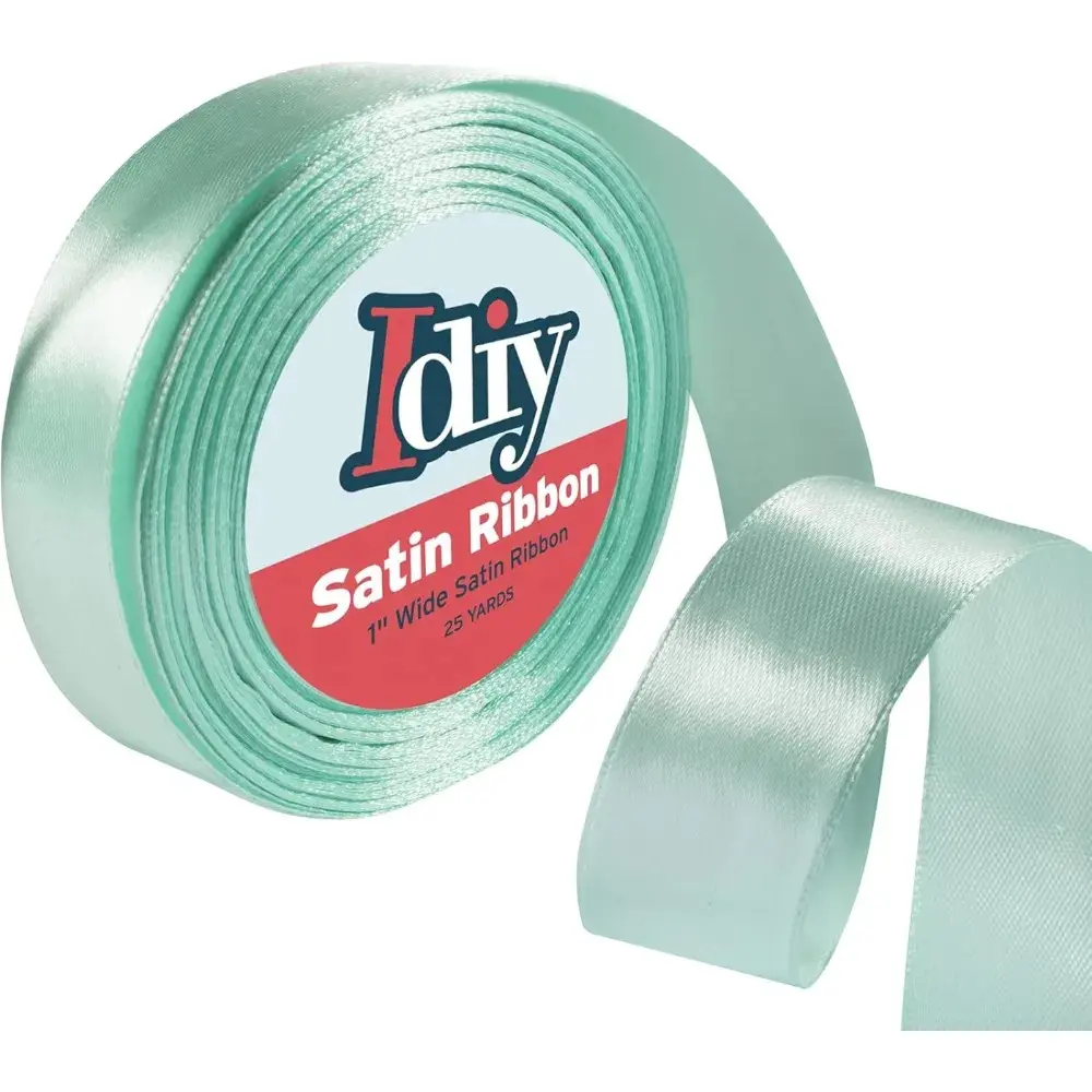 iDIY Satin Ribbon - 1, 25 Yards (Mint Green) - Great for DIY Crafts, Gift Wrapping, Wedding Decorations, Sewing Projects, Party, Decorative Embellishments, Hair Bows, Baby Showers, and More!