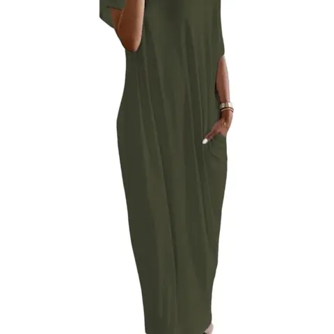 Women's Casual Short Plain Dress, Elegant Comfortable Sleepwear, All-Season Wearable Homewear, Loose-Fit Oversize Home Dress, Conceals Fat & Flatters Body, Loungewear