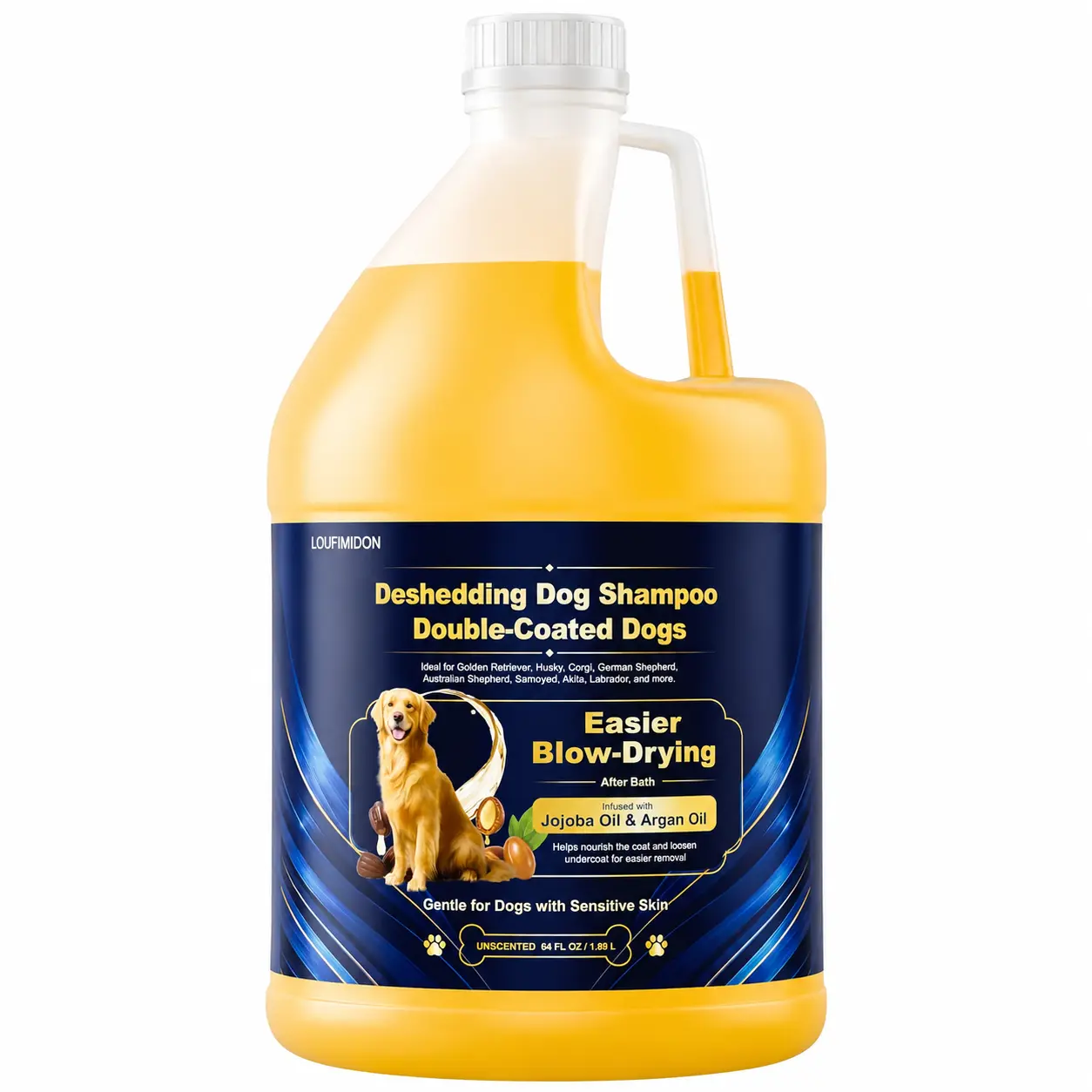 64 Fl Oz Deshedding Dog Shampoo Easier Blow-Drying | Sensitive Skin Friendly For Double-Coated Dogs, Gentle Shed Control Shampoo for Undercoat Care, Unscented 64 Fl Oz bather
