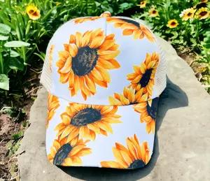 White Sunflower Criss Cross Baseball Cap for Women - Fashion Accessories
