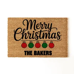 Custom Family Name Christmas Doormat, Christmas Gift, Doormat Outdoor, Entryway Decor, Christmas Decor, Christmas Light, Santa Gift, Festive Decor, Home Decoration, Custom Gift, Personalized Gift