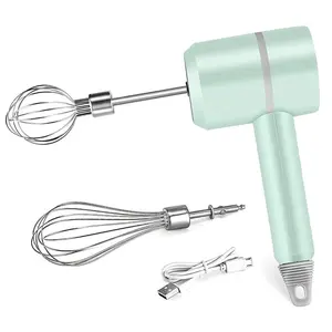 USB Rechargeable Electric Egg Beater, Cordless Handheld Whisk with 2 Detachable Beaters & 3 Speed Modes, Suitable for Whipping, Mixing, Pudding, Cookies, Cakes