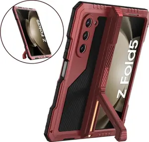 HAY 3 Layers Heavy Duty Metal Phone Case For Samsung Z Fold 7 6 5 4 Shockproof Aluminium Silicone Cover With Stand Screen Soft Film