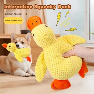 Squeaky Duck Dog Toy - Plush Cuddle Buddy & Durable Chew Toy for Puppies, Yellow Rubber Duck for Teething and Play