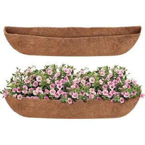 2 Pack 36in Trough  Basket Coco Liner,   Coconut Fiber for  Wall Planter Insert Replacement Coco Liner for Window Box, Fence Flower Pot for Porch, Patio & Garden (2, 36 inch)