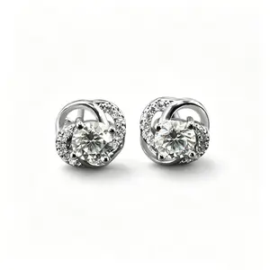 Moissanite Lucky Four-Leaf Clover Stud Earrings for Women - 2CT 6.5MM D VVS1 Stackable 18K Gold Plated Lab-Created Moissanite | Elegant Timeless | Genuine Certificate of Authenticity | dealsforyoudays gift， Black Friday Gift