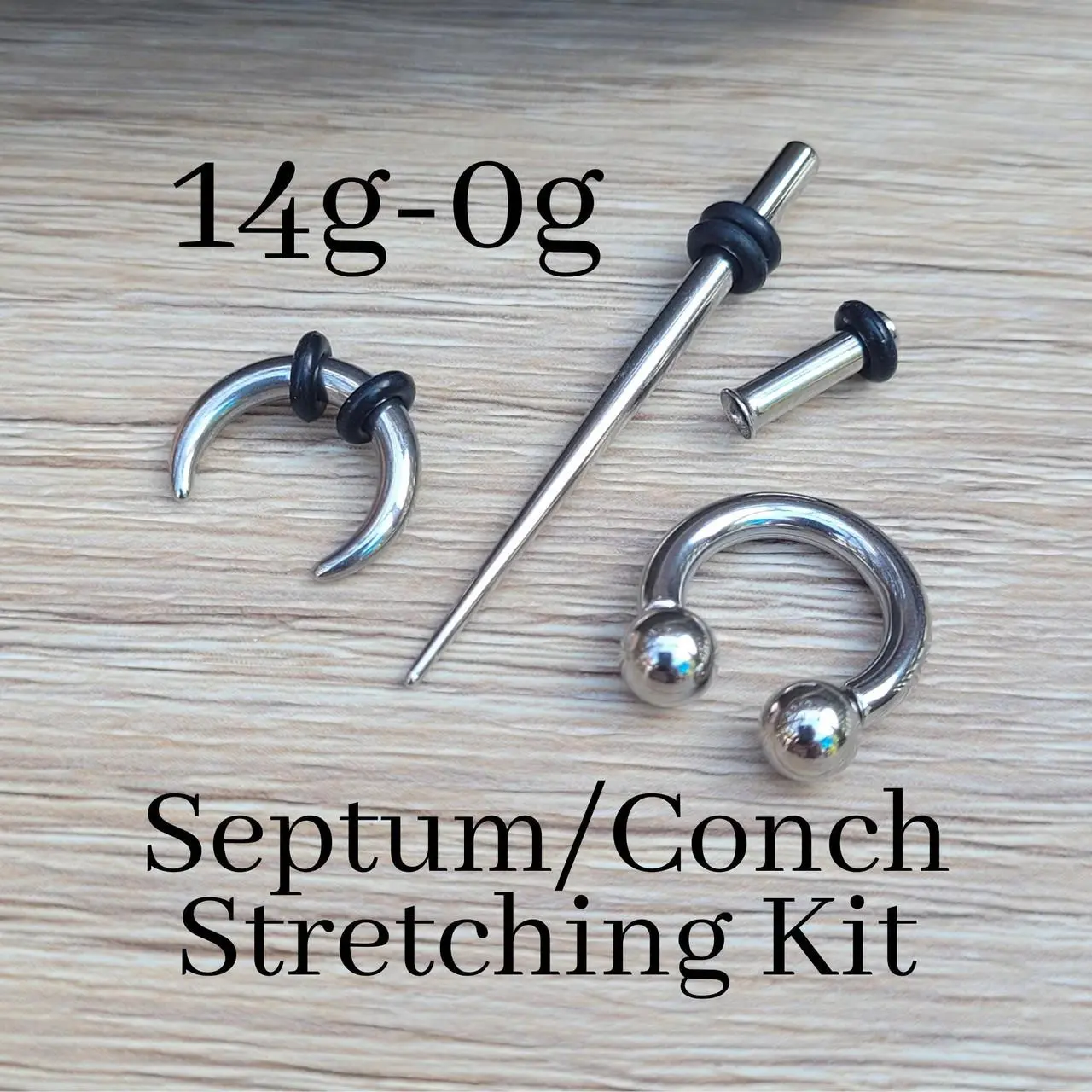 Steel Septum or Conch Stretching Kit Pincher Taper Tunnel Plug Horseshoe Nose Gauges Gauging 0g 2g 4g 6g 8g 10g 12g 14g jewelry set 2mm 3mm