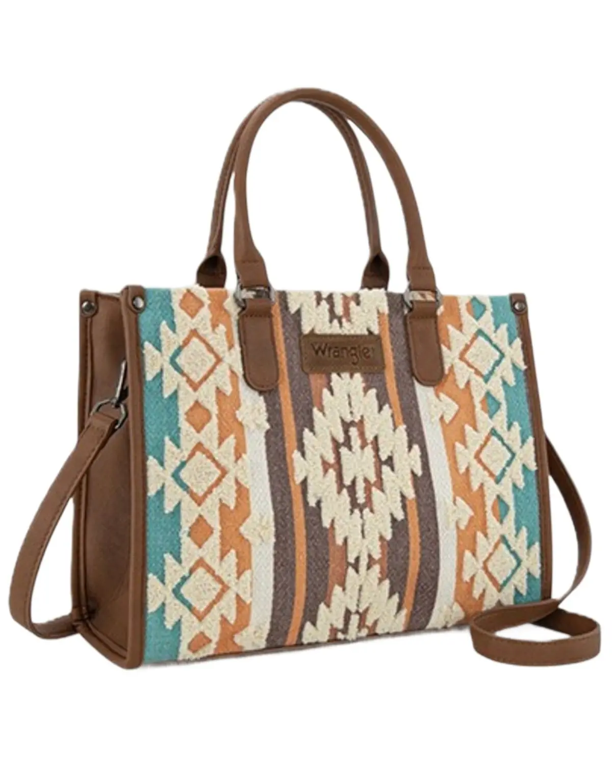 Wrangler Women's Women'S Sherpa Southwestern Print Canvas Crossbody Tote - Wg313-8119Br