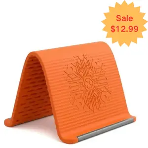 Portable Foldable Silicone Phone Holder Bendable Freely into Any Shape Multi-Angle Adjustable Stand for Mobile Phone Tablet Laptop Anti-Slip Desktop Mount Universal Fit Home Office Travel Use Orange Cellphone Smartphone