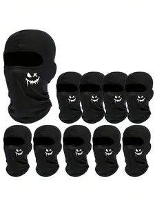 Unisex Smiling Face Full Balaclava Mask, Breathable Neck Gaiter for Men & Women, Sporty Design for All Seasons, Ideal for Hiking & Daily Use