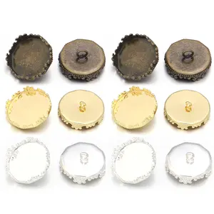 10pcs 15-20mm Copper Button Tray Cabochon Base Blank Button Settings For DIy Handmade Jewelry Making Accessories