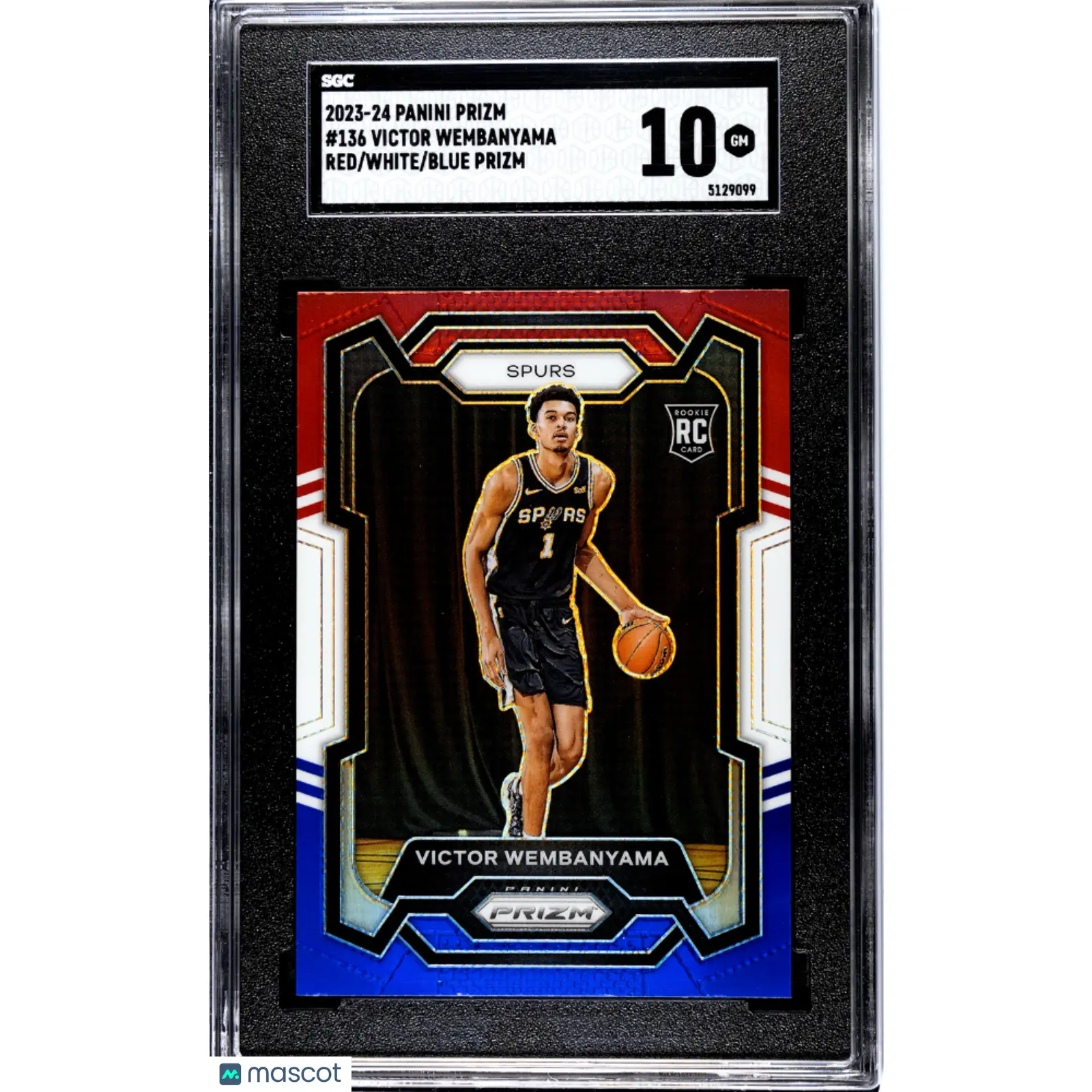 Victor Wembanyama SGC 2023 24 Panini Prizm #136 Red White Blue Prizm 10