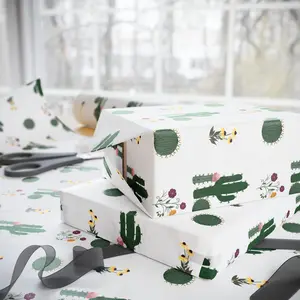 Desert Cactus Pattern Wrapping Paper | Succulent Botanical Gift Wrap