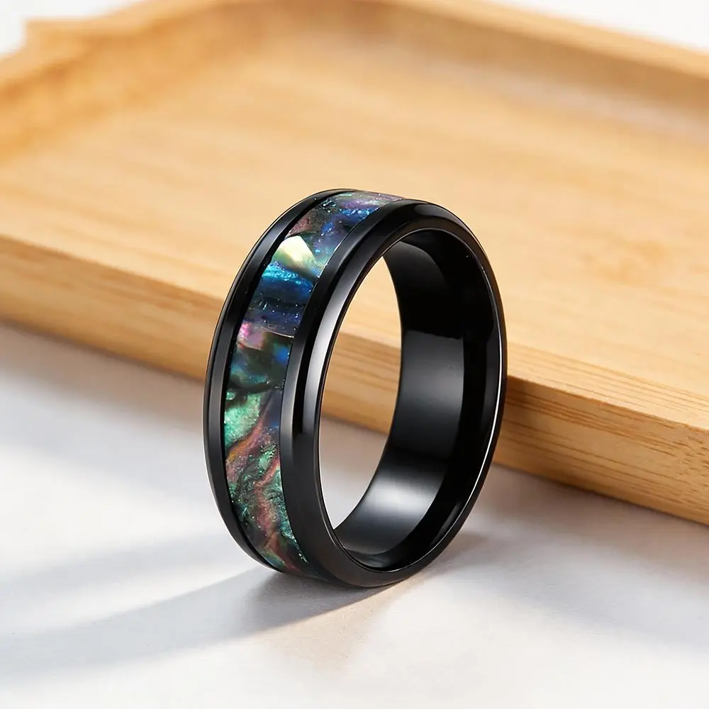 SUNFLOWERZHU  Men Stainless Steel Ring Black Wedding Ring S Stainless Steel Rings Man Jewelry Accessories