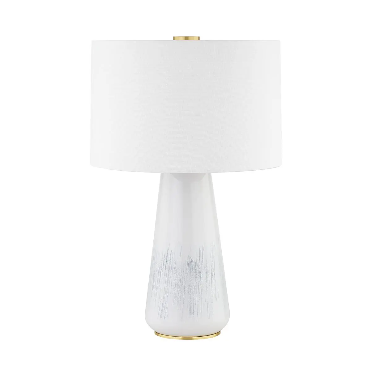 Saugerties Ceramic Table Lamp with Hand-Painted Ash Finish and Aged Brass Accent