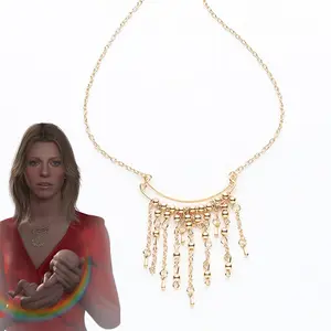Game Death Stranding2：On the Beach Higgs Amelie Cosplay Necklace Golden Tassels Chain Pendant Women Jewelry Halloween Accessory