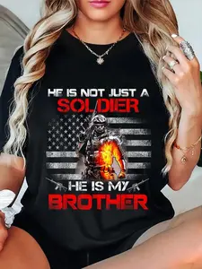 100% Cotton Unisex My Brother Is A Soldier Proud Army Sister Tshirt gift T-Shirt