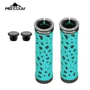 Chinese Style Rubber Handlebar Grips with Bar Ends, Mountain Bike Handlebars, Anti-Slip Durable, Fashion Lightweight, Single Side Locking