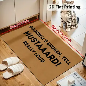 Hybrid Diatom Mud & Flannel Welcome Mat - Funny Yell Mustard Quote Doormat, Ultra-Absorbent Quick-Dry Indoor Rug, Modern Non-Slip Entryway Mat