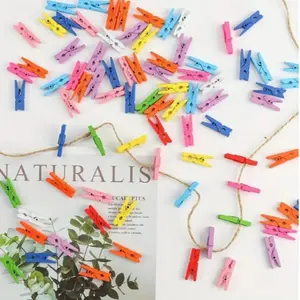 Colorful Wooden Clothespin, 56pcs/set Reusable Mini Clothes Peg, Photo Clip, DIY Decorative Clothespin for Home & Kitchen Decoration