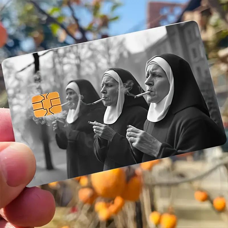 Nuns Smoking Card Skin Stickers for Credit Debit Transportation Room Key Cards DIY Sticker