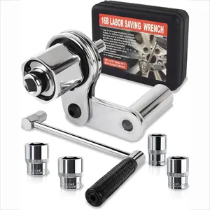 Torque Multiplier Wrench Set 1:16 Torsional Torque Wrench Lug Nut Remover Tool Set Labor Saving Torque Multiplier 1/2 Drive with 17mm/19mm/21mm/22mm Sockets for Loosening Car Tire Lug Nuts