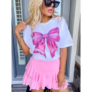 Pink Football Bow Graphic Top