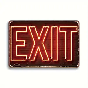 Exit Tin Sign, 2D Flat Printing Products, Funny Iron Plate, Retro Man Cave Plaque for Home Decor, Bar Decor, Home Office Decor, Water-proof, No Plug, Uncharged, Non-power Supply, No Electricity Needed Multicolor
