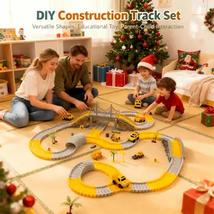 TongLi Children's Electric Train Set Engineering Vehicle Track Hand-On Ability Toy Easy-to-Assemble Toy Children's Engineering Toy Track Construction Set DIY Track Assembly Set Parent-Child Interaction Toy Gifts Christmasgift New Year gift